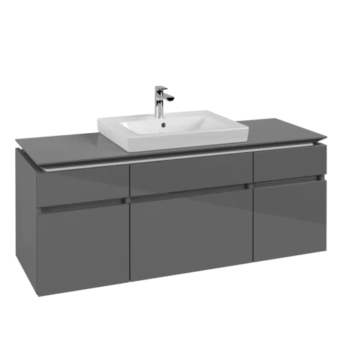 VILLEROY BOCH Legato toaletní skříňka, 5 výsuvů, 1400 x 550 x 500 mm, lesklá šedá / lesklá šedá #B68500FP