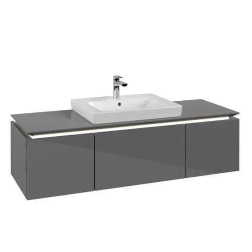VILLEROY BOCH Legato toaletní skříňka, s osvětlením, 3 výsuvy, 1200 x 380 x 500 mm, lesklá šedá / lesklá šedá #B682L0FP