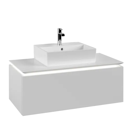 VILLEROY BOCH Legato toaletní skříňka, s osvětlením, 1 zásuvka, 1000 x 380 x 500 mm, bílá matná / bílá matná #B603L0MS
