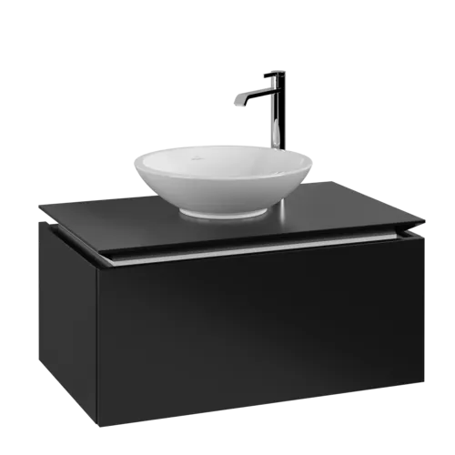 VILLEROY BOCH Legato toaletní skříňka, 1 zásuvka, 800 x 380 x 500 mm, černý matný lak / černý matný lak #B60100PD