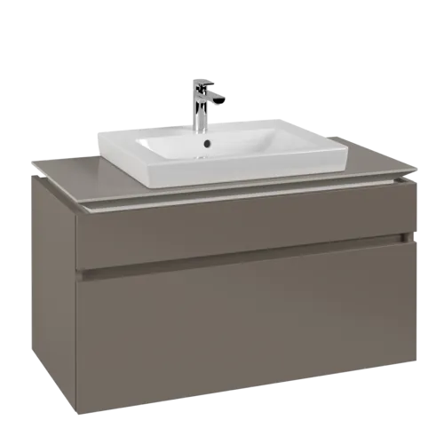 VILLEROY BOCH Legato toaletní skříňka, 2 výsuvy, 1000 x 550 x 500 mm, Truffle Grey / Truffle Grey #B68100VG