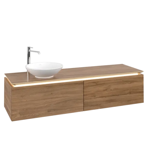 VILLEROY BOCH Legato toaletní skříňka, s osvětlením, 2 výsuvy, 1600 x 380 x 500 mm, dub Kansas / dub Kansas #B595L0RH