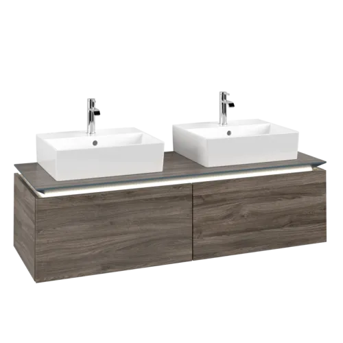 VILLEROY BOCH Legato toaletní skříňka, s osvětlením, 2 výsuvy, 1400 x 380 x 500 mm, Kamenný dub / Kamenný dub #B668L0RK
