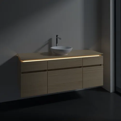 VILLEROY BOCH Legato toaletní skříňka, s osvětlením, 5 výsuvů, 1400 x 550 x 500 mm, severský dub / severský dub #B586L0VJ, obrázek 3