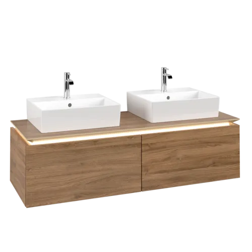 VILLEROY BOCH Legato toaletní skříňka, s osvětlením, 2 výsuvy, 1400 x 380 x 500 mm, dub Kansas / dub Kansas #B668L0RH