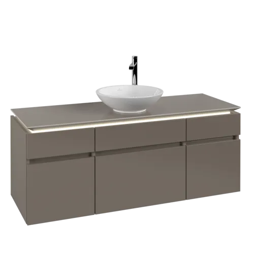 VILLEROY BOCH Legato toaletní skříňka, s osvětlením, 5 výsuvů, 1400 x 550 x 500 mm, Truffle Grey / Truffle Grey #B586L0VG