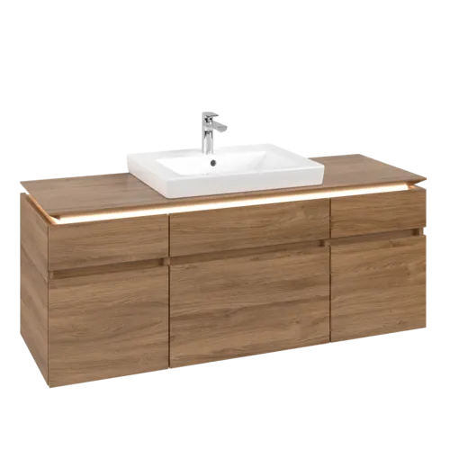 VILLEROY BOCH Legato toaletní skříňka, s osvětlením, 5 výsuvů, 1400 x 550 x 500 mm, dub Kansas / dub Kansas #B685L0RH
