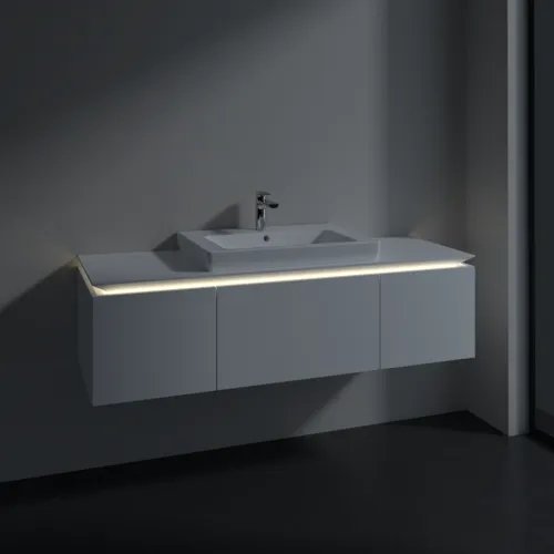 VILLEROY BOCH Legato toaletní skříňka, s osvětlením, 3 výsuvy, 1400 x 380 x 500 mm, bílá matná / bílá matná #B684L0MS, obrázek 3