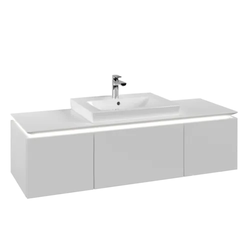 VILLEROY BOCH Legato toaletní skříňka, s osvětlením, 3 výsuvy, 1400 x 380 x 500 mm, bílá matná / bílá matná #B684L0MS