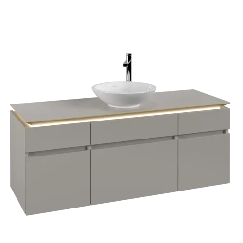 VILLEROY BOCH Legato toaletní skříňka, s osvětlením, 5 výsuvů, 1400 x 550 x 500 mm, Soft Grey / Soft Grey #B586L0VK