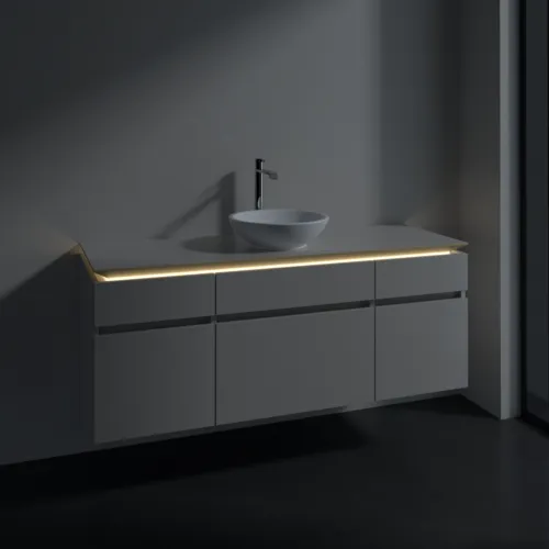 VILLEROY BOCH Legato toaletní skříňka, s osvětlením, 5 výsuvů, 1400 x 550 x 500 mm, Soft Grey / Soft Grey #B586L0VK, obrázek 3