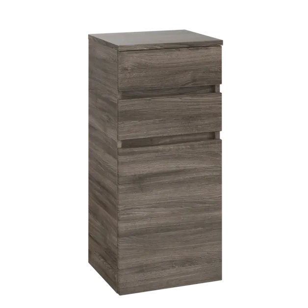 VILLEROY BOCH Boční skříňka Legato, 1 dvířka, 2 zásuvky, 400 x 870 x 350 mm, Kamenný dub / Kamenný dub #B72801RK