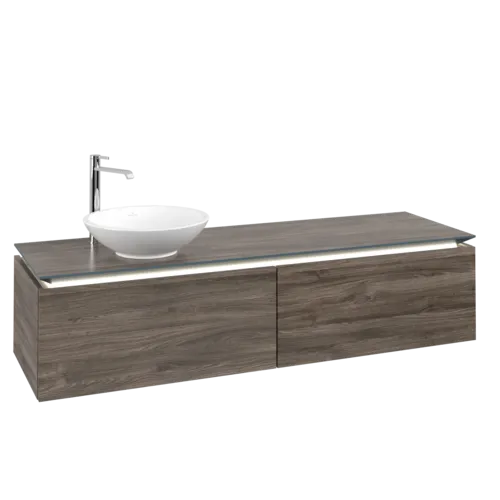 VILLEROY BOCH Legato toaletní skříňka, s osvětlením, 2 výsuvy, 1600 x 380 x 500 mm, Kamenný dub / Kamenný dub #B595L0RK