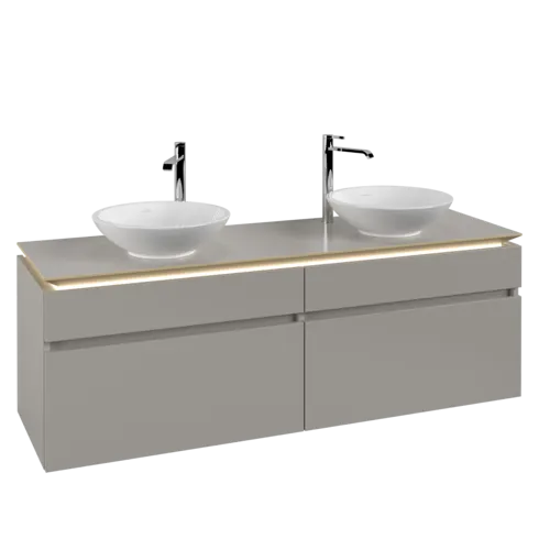 VILLEROY BOCH Legato toaletní skříňka, s osvětlením, 4 výsuvy, 1600 x 550 x 500 mm, Soft Grey / Soft Grey #B600L0VK