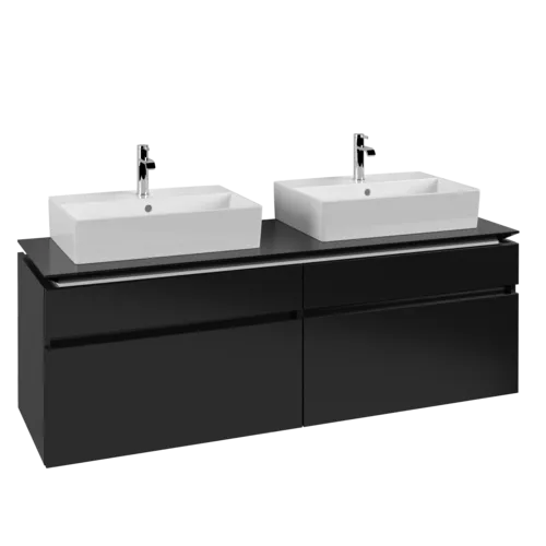 VILLEROY BOCH Legato toaletní skříňka, 4 výsuvy, 1600 x 550 x 500 mm, černý matný lak / černý matný lak #B67700PD