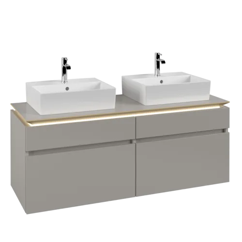 VILLEROY BOCH Legato toaletní skříňka, s osvětlením, 4 výsuvy, 1400 x 550 x 500 mm, Soft Grey / Soft Grey #B669L0VK