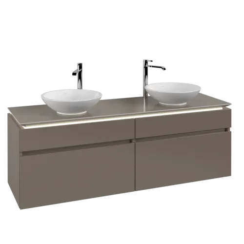 VILLEROY BOCH Legato toaletní skříňka, s osvětlením, 4 výsuvy, 1600 x 550 x 500 mm, Truffle Grey / Truffle Grey #B600L0VG