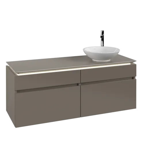 VILLEROY BOCH Legato toaletní skříňka, s osvětlením, 4 výsuvy, 1400 x 550 x 500 mm, Truffle Grey / Truffle Grey #B590L0VG