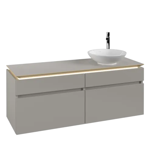 VILLEROY BOCH Legato toaletní skříňka, s osvětlením, 4 výsuvy, 1400 x 550 x 500 mm, Soft Grey / Soft Grey #B590L0VK