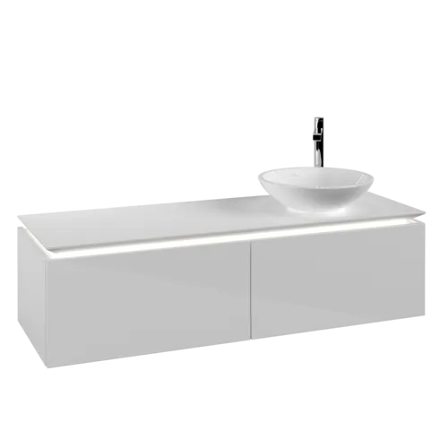 VILLEROY BOCH Legato toaletní skříňka, s osvětlením, 2 výsuvy, 1400 x 380 x 500 mm, lesklá bílá / lesklá bílá #B589L0DH