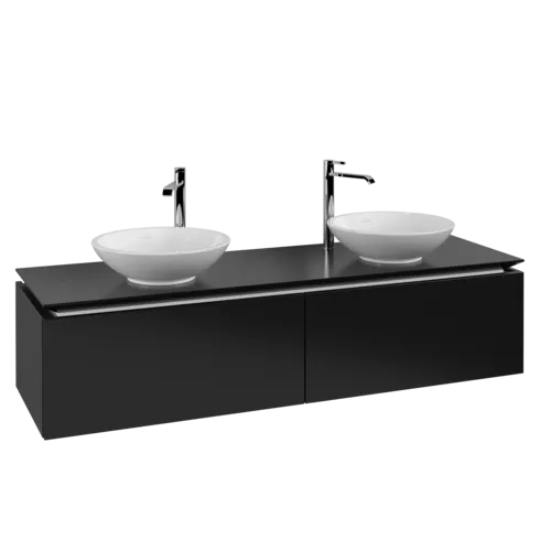 VILLEROY BOCH Legato toaletní skříňka, 2 výsuvy, 1600 x 380 x 500 mm, černý matný lak / černý matný lak #B59900PD