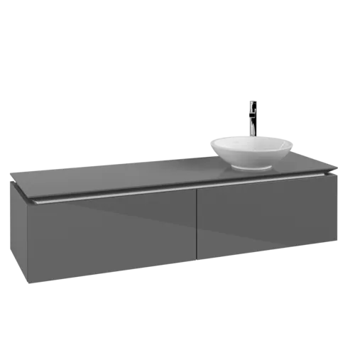 VILLEROY BOCH Legato toaletní skříňka, 2 výsuvy, 1600 x 380 x 500 mm, lesklá šedá / lesklá šedá #B59700FP