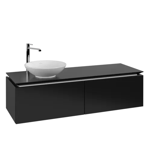 VILLEROY BOCH Legato toaletní skříňka, 2 výsuvy, 1400 x 380 x 500 mm, černý matný lak / černý matný lak #B58700PD