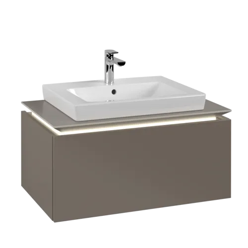 VILLEROY BOCH Legato toaletní skříňka, s osvětlením, 1 zásuvka, 800 x 380 x 500 mm, Truffle Grey / Truffle Grey #B678L0VG