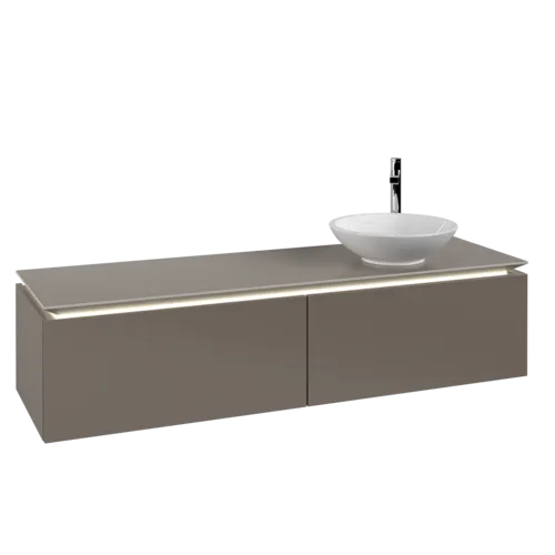 VILLEROY BOCH Legato toaletní skříňka, s osvětlením, 2 výsuvy, 1600 x 380 x 500 mm, Truffle Grey / Truffle Grey #B597L0VG