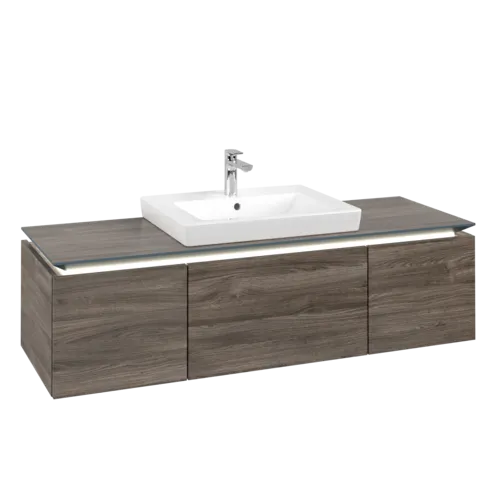 VILLEROY BOCH Legato toaletní skříňka, s osvětlením, 3 výsuvy, 1200 x 380 x 500 mm, Kamenný dub / Kamenný dub #B682L0RK