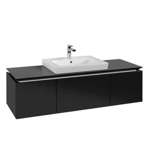 VILLEROY BOCH Legato toaletní skříňka, 3 výsuvy, 1400 x 380 x 500 mm, černý matný lak / černý matný lak #B68400PD