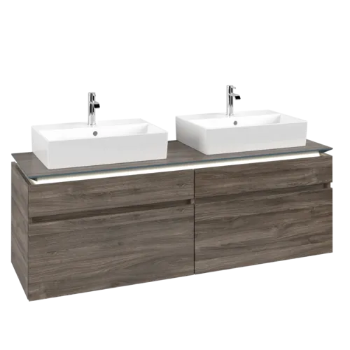 VILLEROY BOCH Legato toaletní skříňka, s osvětlením, 4 výsuvy, 1600 x 550 x 500 mm, Kamenný dub / Kamenný dub #B677L0RK