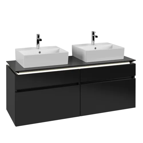 VILLEROY BOCH Legato toaletní skříňka, s osvětlením, 4 výsuvy, 1400 x 550 x 500 mm, černý matný lak / černý matný lak #B669L0PD