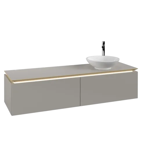 VILLEROY BOCH Legato toaletní skříňka, s osvětlením, 2 výsuvy, 1600 x 380 x 500 mm, Soft Grey / Soft Grey #B597L0VK