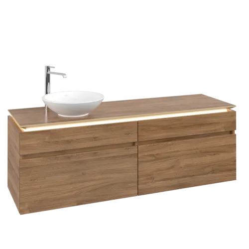 VILLEROY BOCH Legato toaletní skříňka, s osvětlením, 4 výsuvy, 1600 x 550 x 500 mm, dub Kansas / dub Kansas #B596L0RH