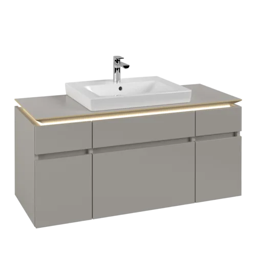 VILLEROY BOCH Legato toaletní skříňka, s osvětlením, 5 výsuvů, 1200 x 550 x 500 mm, Soft Grey / Soft Grey #B683L0VK