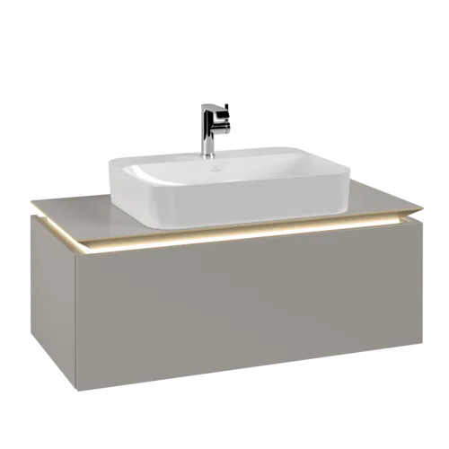 VILLEROY BOCH Legato toaletní skříňka, s osvětlením, 1 zásuvka, 1000 x 380 x 500 mm, Soft Grey / Soft Grey #B755L0VK