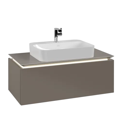 VILLEROY BOCH Legato toaletní skříňka, s osvětlením, 1 zásuvka, 1000 x 380 x 500 mm, Truffle Grey / Truffle Grey #B755L0VG