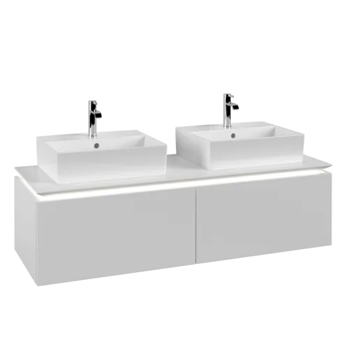 VILLEROY BOCH Legato toaletní skříňka, s osvětlením, 2 výsuvy, 1400 x 380 x 500 mm, bílá matná / bílá matná #B668L0MS