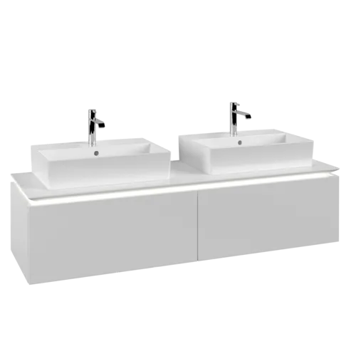 VILLEROY BOCH Legato toaletní skříňka, s osvětlením, 2 výsuvy, 1600 x 380 x 500 mm, bílá matná / bílá matná #B676L0MS