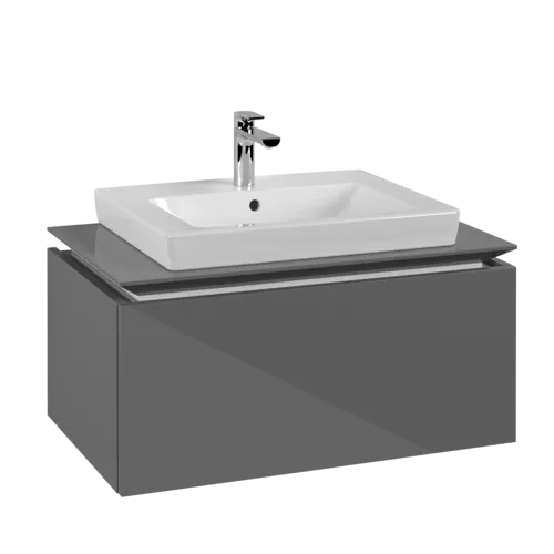 VILLEROY BOCH Legato toaletní skříňka, 1 zásuvka, 800 x 380 x 500 mm, lesklá šedá / lesklá šedá #B67800FP
