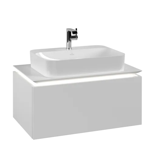 VILLEROY BOCH Legato toaletní skříňka, s osvětlením, 1 zásuvka, 800 x 380 x 500 mm, bílá matná / bílá matná #B753L0MS