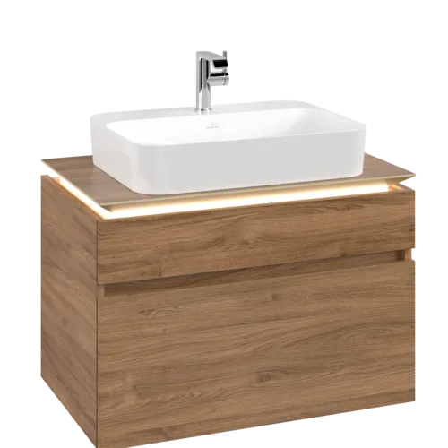 VILLEROY BOCH Legato toaletní skříňka, s osvětlením, 2 výsuvy, 800 x 550 x 500 mm, dub Kansas / dub Kansas #B754L0RH