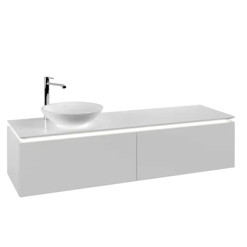 VILLEROY BOCH Legato toaletní skříňka, s osvětlením, 2 výsuvy, 1600 x 380 x 500 mm, bílá matná / bílá matná #B595L0MS