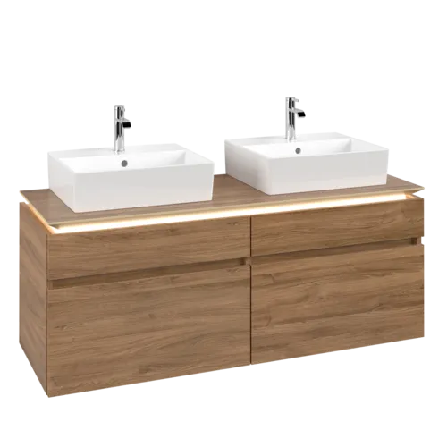 VILLEROY BOCH Legato toaletní skříňka, s osvětlením, 4 výsuvy, 1400 x 550 x 500 mm, dub Kansas / dub Kansas #B669L0RH