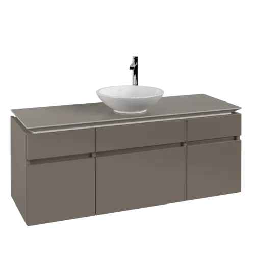 VILLEROY BOCH Legato toaletní skříňka, 5 výsuvů, 1400 x 550 x 500 mm, Truffle Grey / Truffle Grey #B58600VG