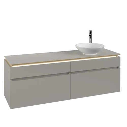 VILLEROY BOCH Legato toaletní skříňka, s osvětlením, 4 výsuvy, 1600 x 550 x 500 mm, Soft Grey / Soft Grey #B598L0VK