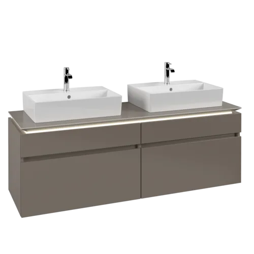VILLEROY BOCH Legato toaletní skříňka, s osvětlením, 4 výsuvy, 1600 x 550 x 500 mm, Truffle Grey / Truffle Grey #B677L0VG