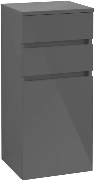 VILLEROY BOCH Boční skříňka Legato, 1 dvířka, 2 zásuvky, 400 x 870 x 350 mm, lesklá šedá / lesklá šedá #B72801FP