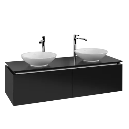 VILLEROY BOCH Legato toaletní skříňka, 2 výsuvy, 1400 x 380 x 500 mm, černý matný lak / černý matný lak #B59100PD